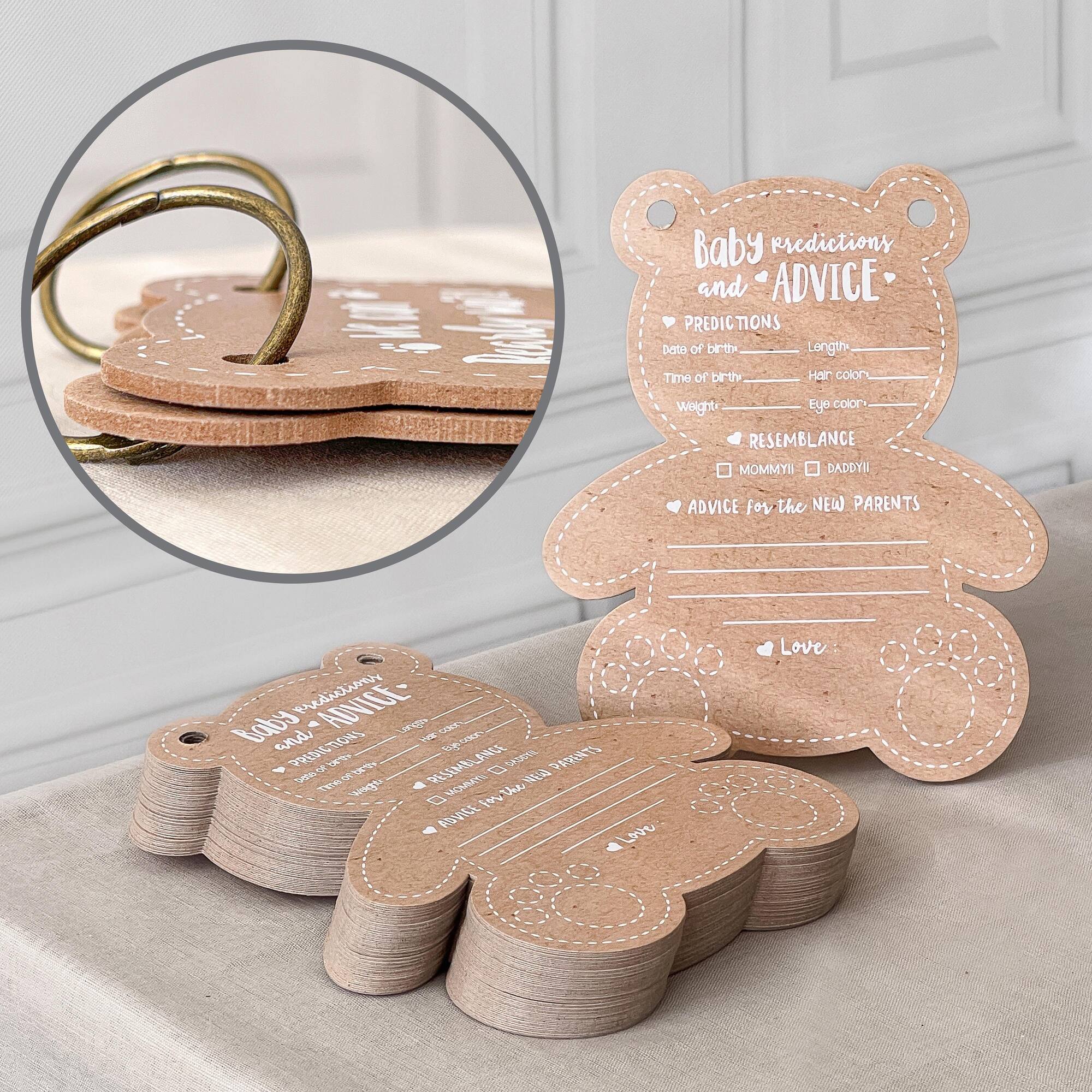 Kate Aspen® Kraft Bear Shape Baby Shower Prediction Advice Card Keepsake Book Set